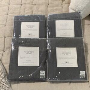 RH Stonewashed Cotton Linen Drapery - Dark Gray